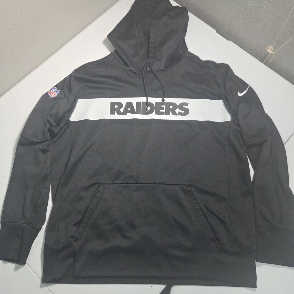 Nike On Field NFL Oakland Raiders Hoodie Mens L Black Therma Performance...
